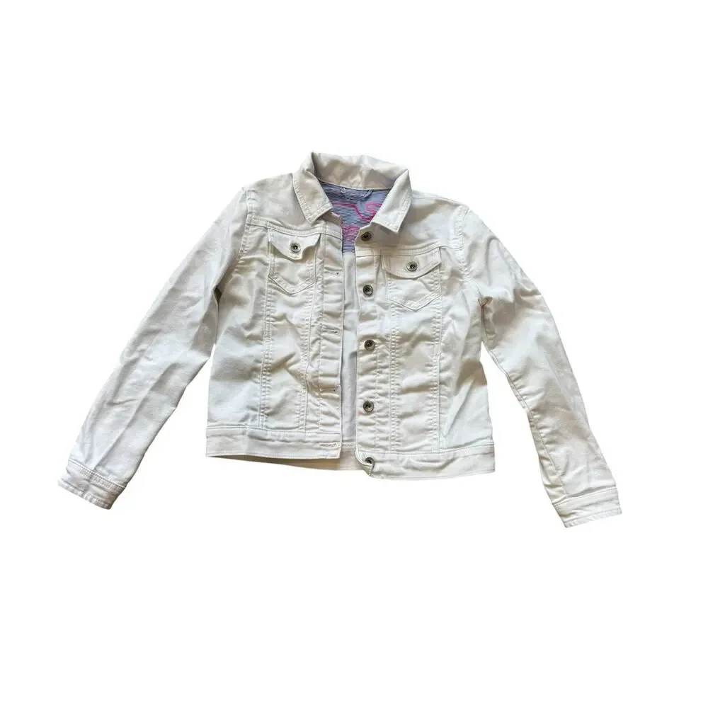 Vineyard Vines White Denim Jacket Girls Size Medium 10/12